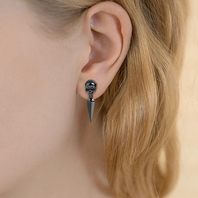 Black Skull Earrings image number 2
