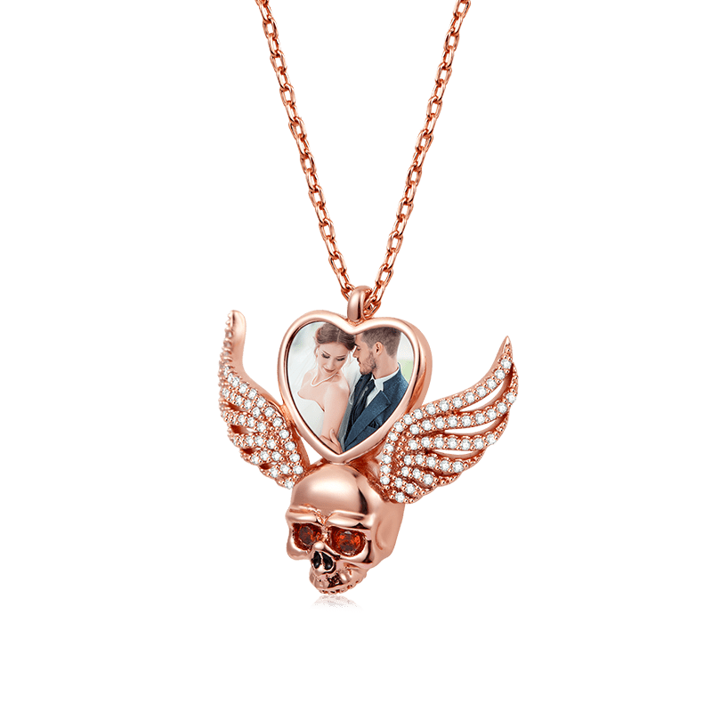 Wings Skull Photo Necklace image number 1