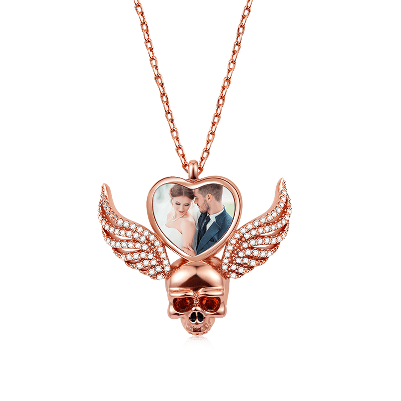 Wings Skull Photo Necklace image number 0