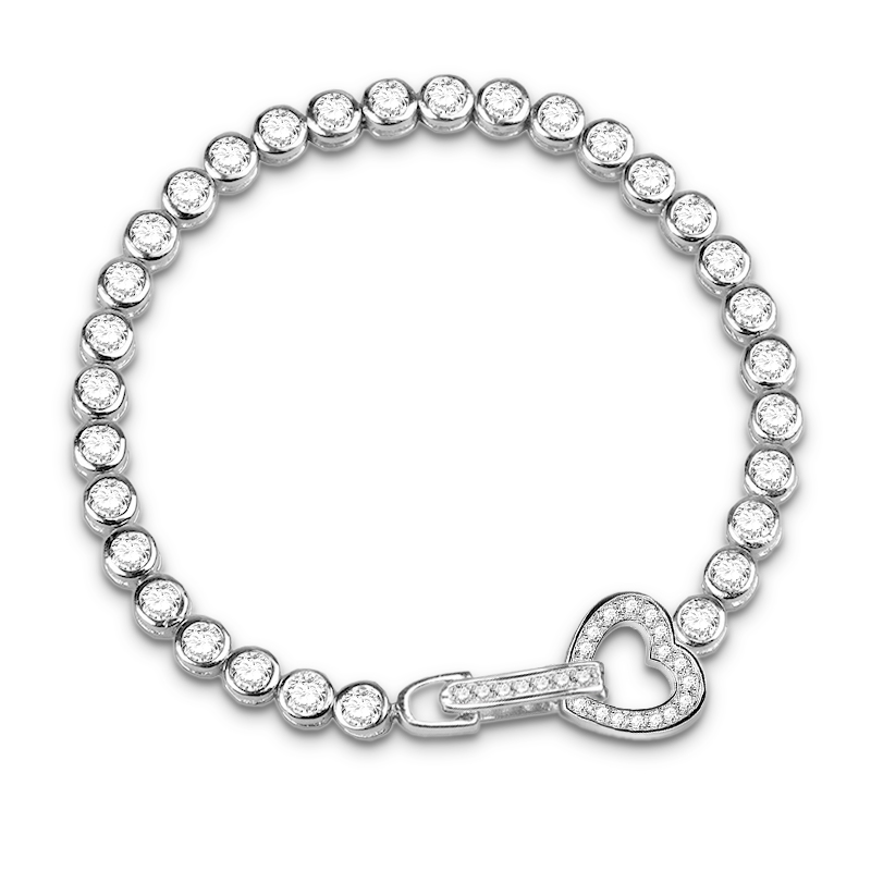 Heart Shape Buckle Tennis Bracelet image number 1