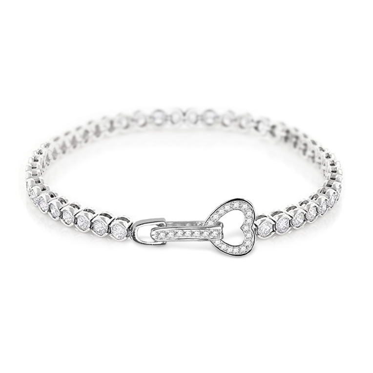 Heart Shape Buckle Tennis Bracelet image number 0
