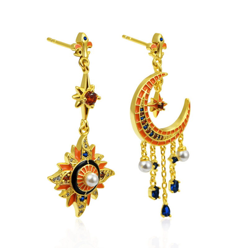 Star Moon Dangle Earrings image number 1