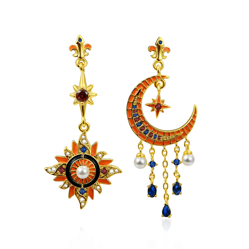 Star Moon Dangle Earrings image number 0