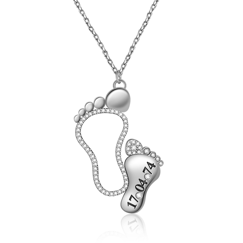 Custom Date Baby Feet Necklace image number 1