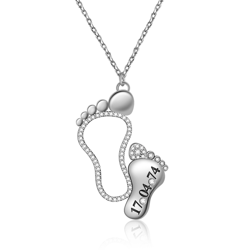 Custom Date Baby Feet Necklace image number 1