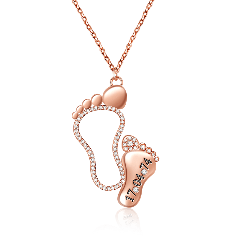Custom Date Baby Feet Necklace image number 2