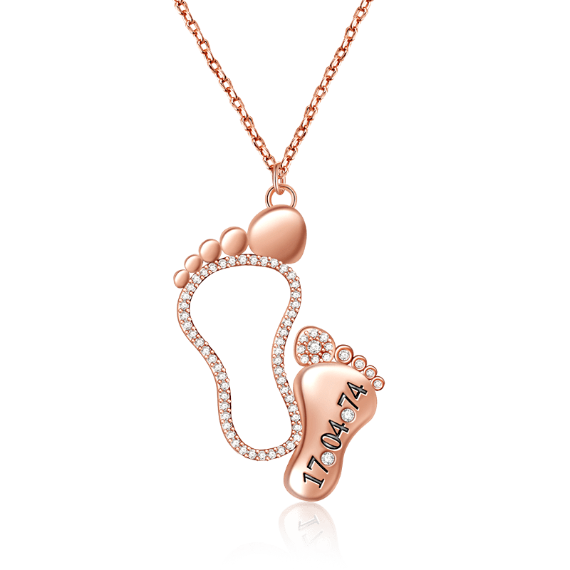 Custom Date Baby Feet Necklace image number 2