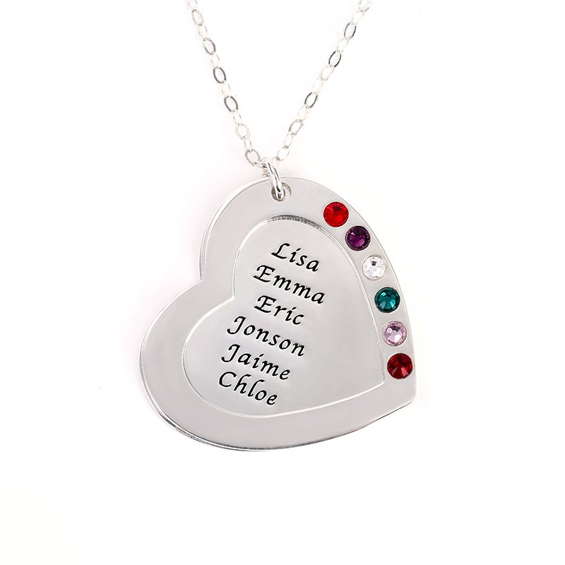 Personalized Heart Family Necklace image number 0