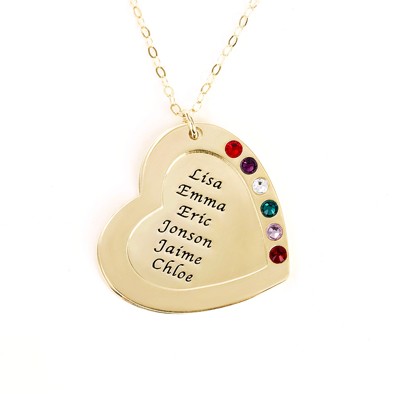 Personalized Heart Family Necklace image number 1