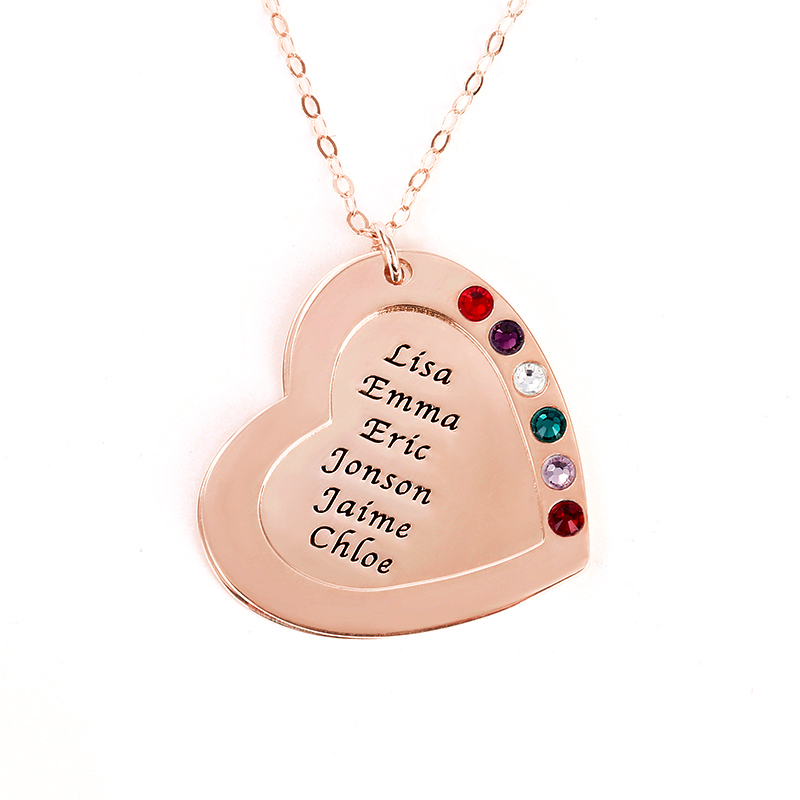Personalized Heart Family Necklace image number 2