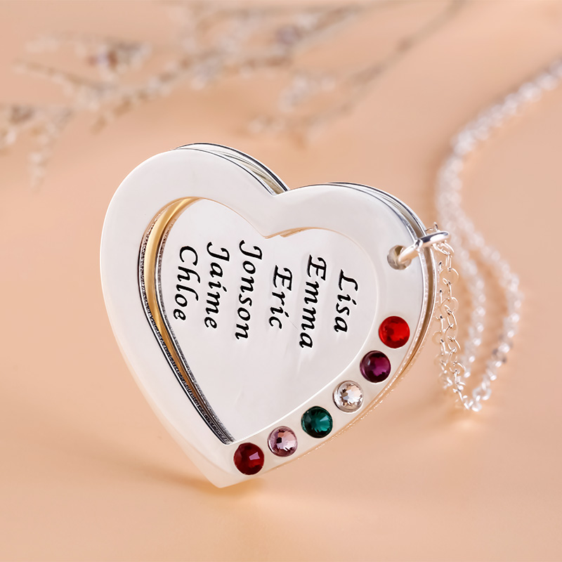 Personalized Heart Family Necklace image number 4