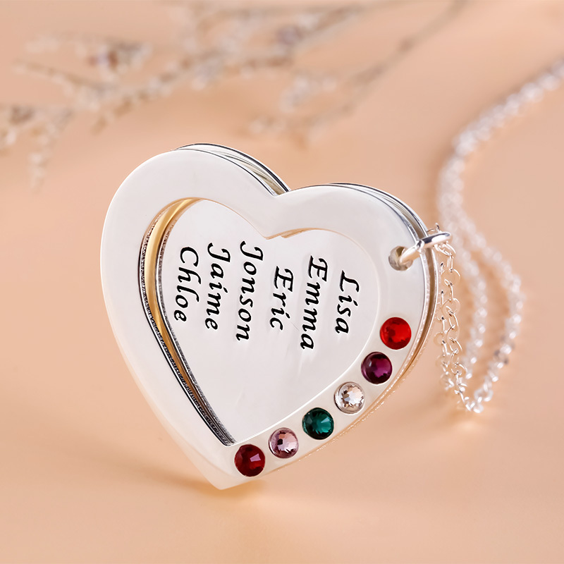 Personalized Heart Family Necklace image number 4