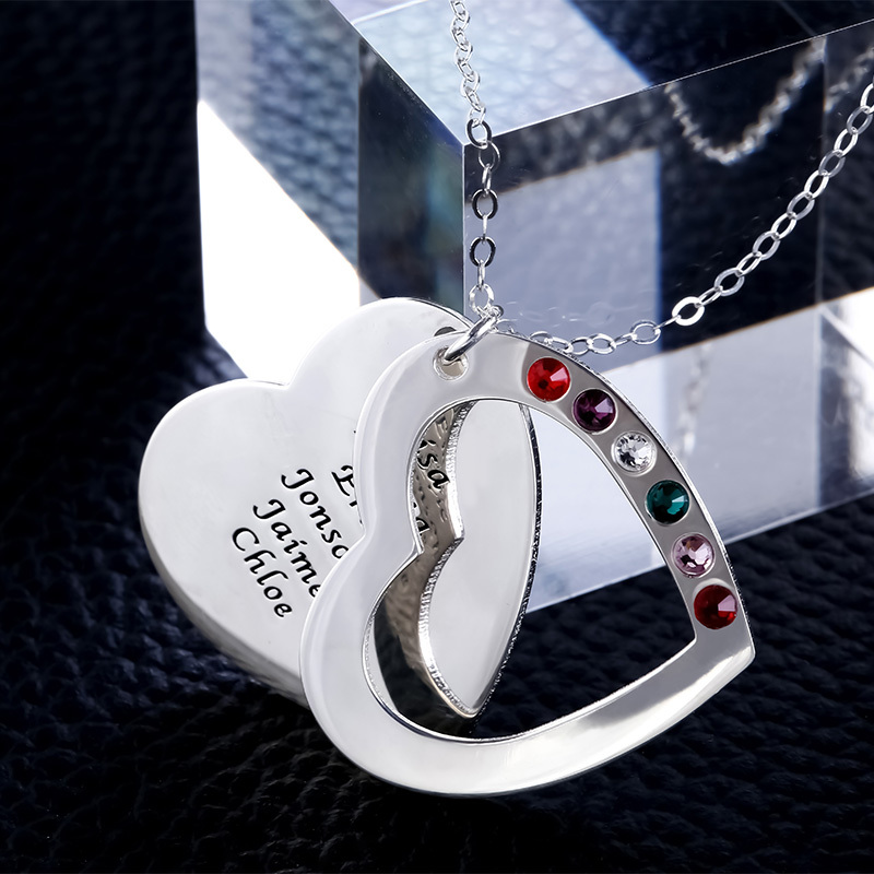 Personalized Heart Family Necklace image number 5