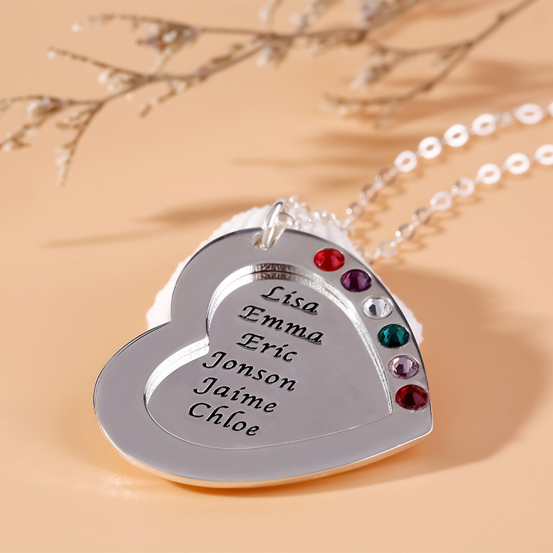 Personalized Heart Family Necklace image number 6