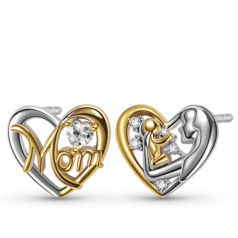 Mom Hugs Baby Ear Studs image number 0