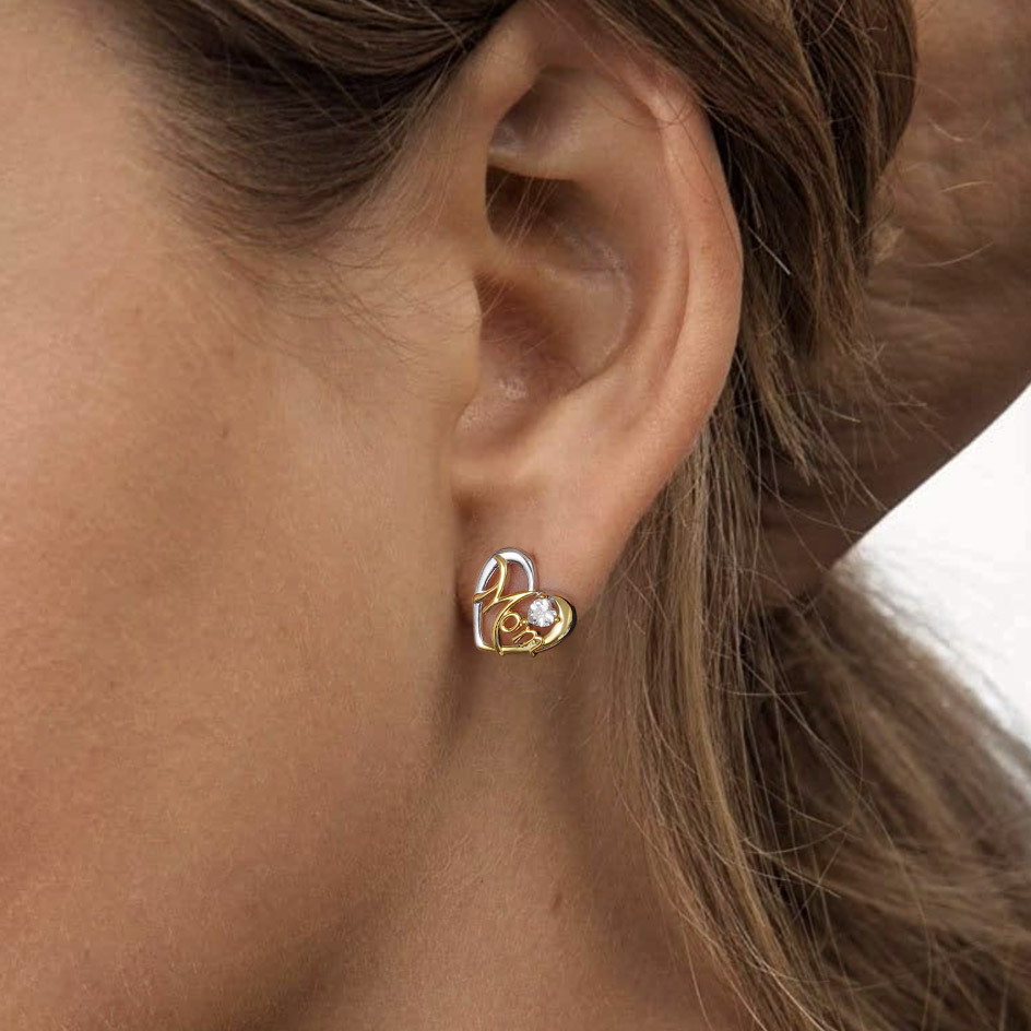 Mom Hugs Baby Ear Studs image number 2