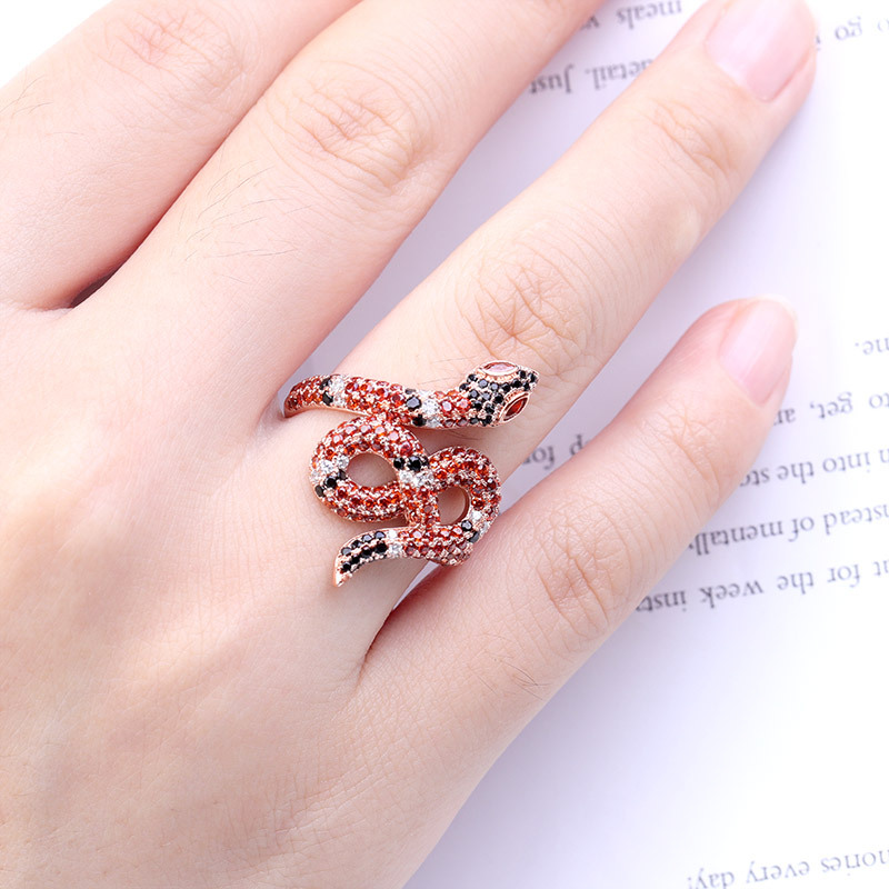 Tricolor CZ Snake Ring image number 2