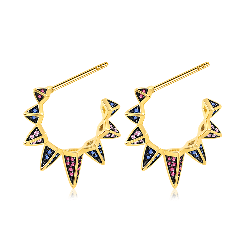 Triangle Black Hoop Earrings image number 1