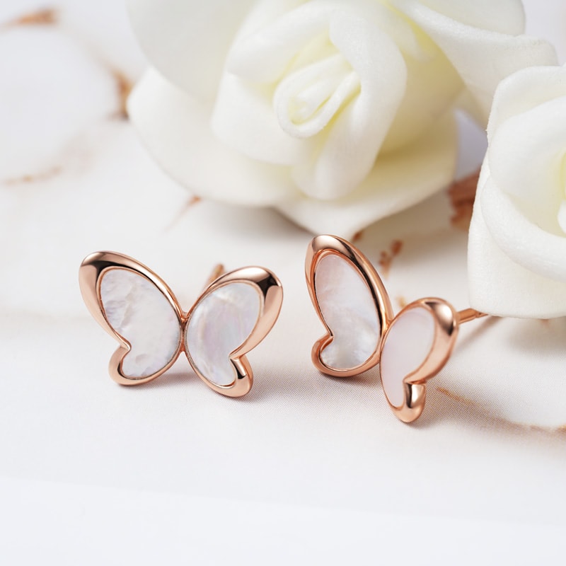 White Fritillary Butterfly Stud image number 1