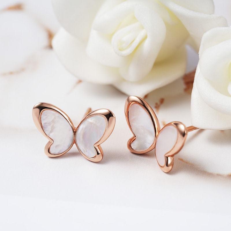 White Fritillary Butterfly Stud image number 1