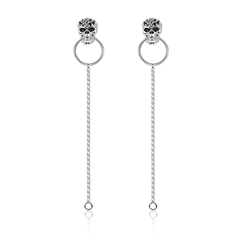 Skull Dangle Earrings image number 0