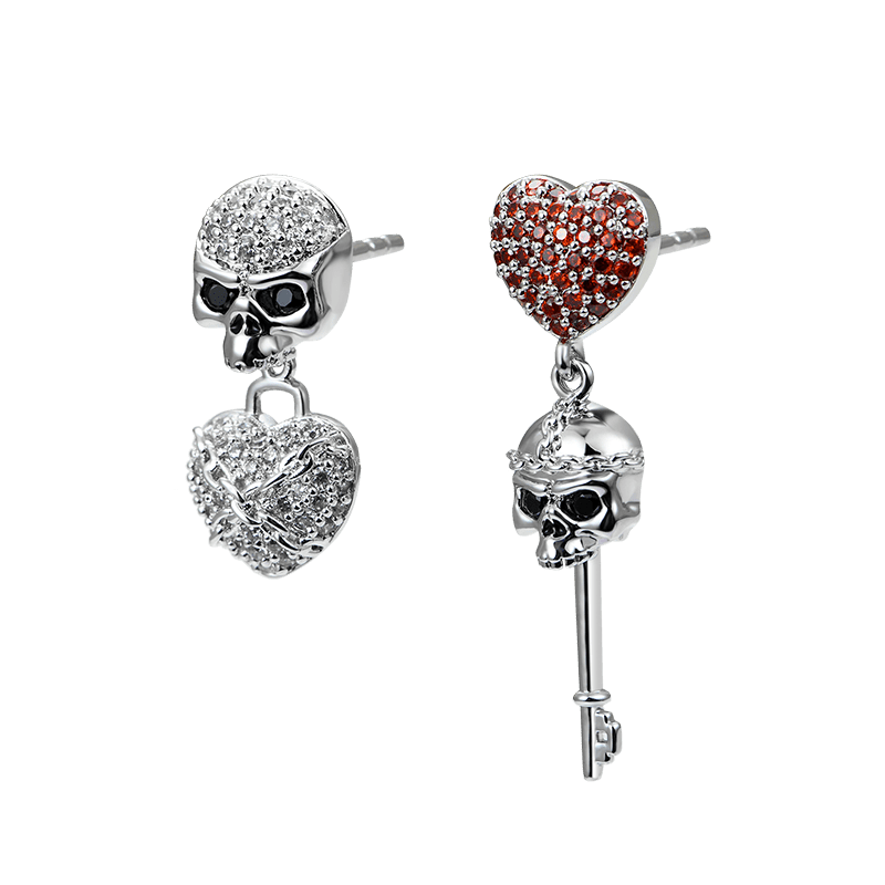 Skull Heart Earrings image number 0