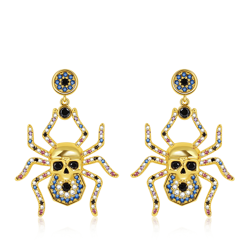 Spider Skull Earrings image number 0