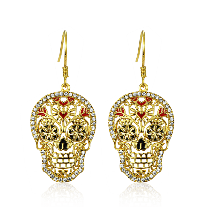 Skull Dangle Earrings image number 0
