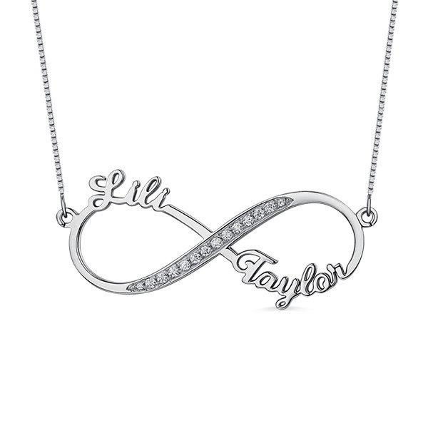 2 Names Infinity CZ Necklace image number 0