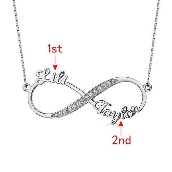 2 Names Infinity CZ Necklace image number 1