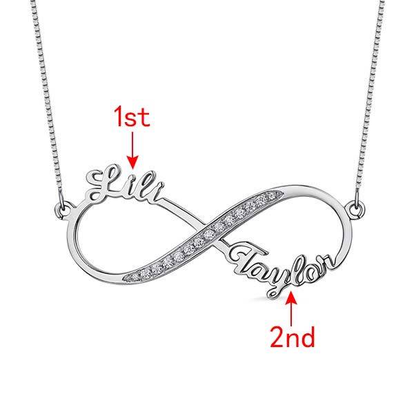 2 Names Infinity CZ Necklace image number 1