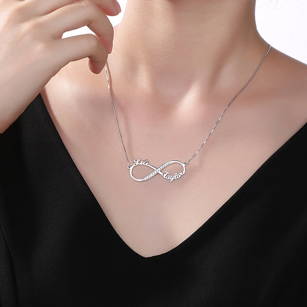 2 Names Infinity CZ Necklace image number 2