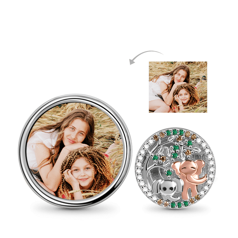Tree & Elephants Photo Charm image number 0
