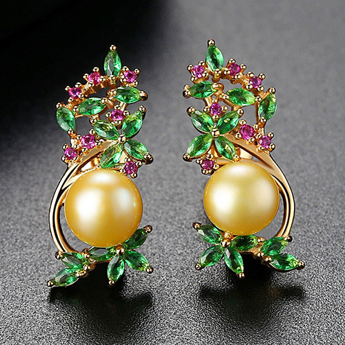 フラワー＆パールスタッドピアス image number 1