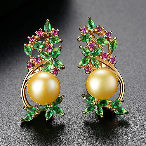 フラワー＆パールスタッドピアス image number 1