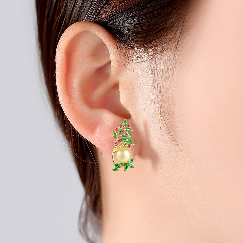 フラワー＆パールスタッドピアス image number 2