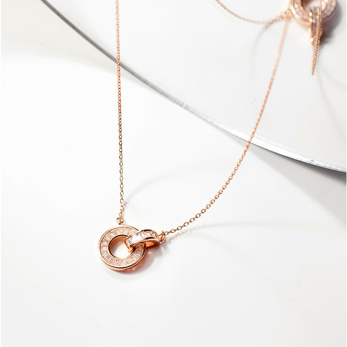 インターロッキング ネックレス ダブル リンク クラビクル チェーン image number 1