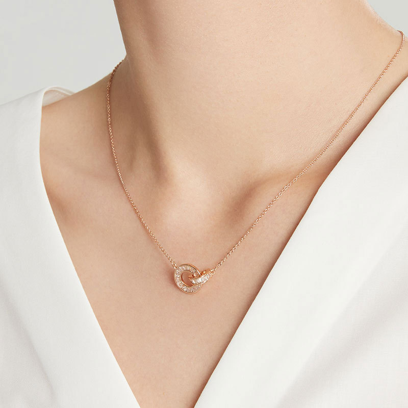 インターロッキング ネックレス ダブル リンク クラビクル チェーン image number 2