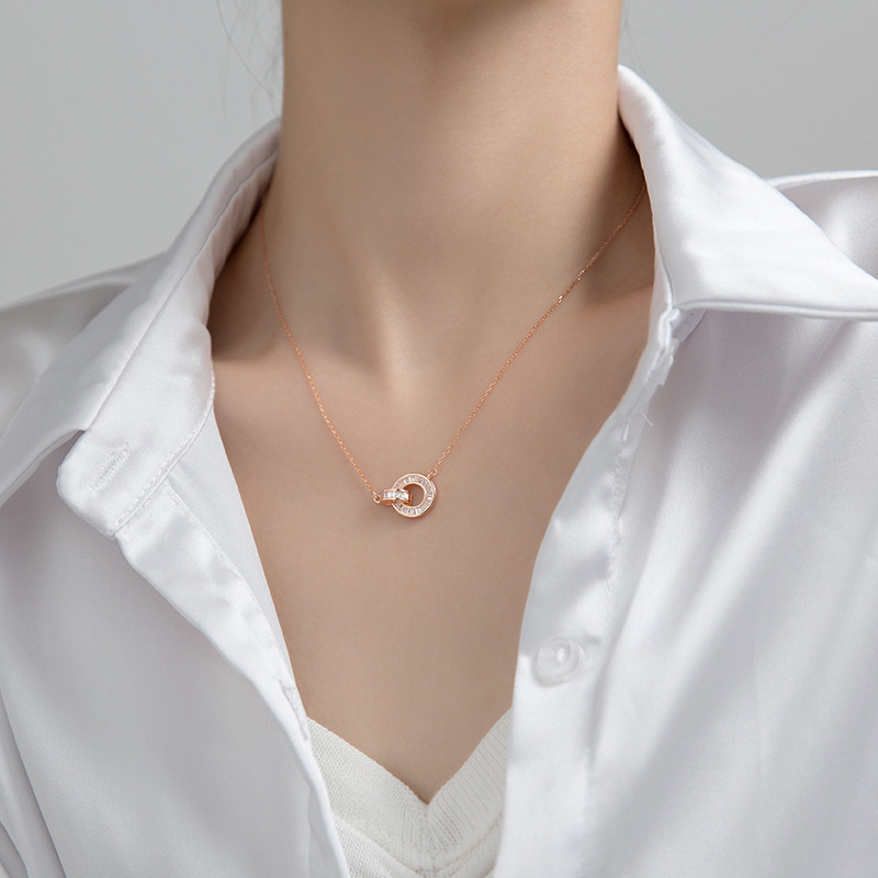 インターロッキング ネックレス ダブル リンク クラビクル チェーン image number 3