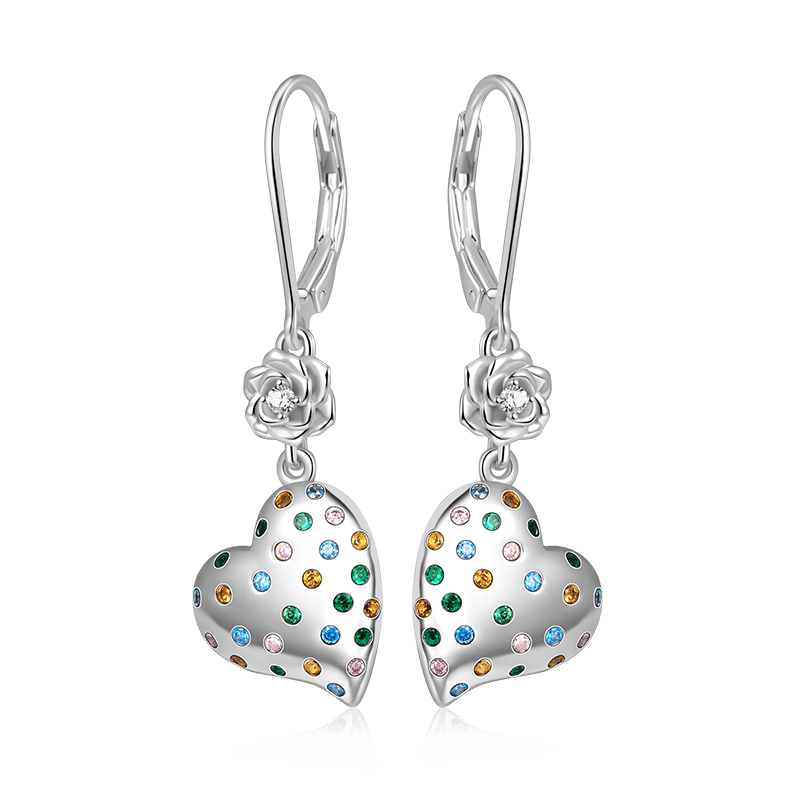 フラワーハートダングルピアス image number 0