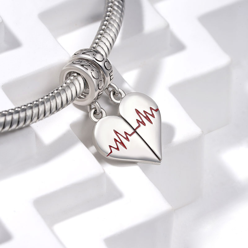 彫刻可能なカップル心電図ペンダント image number 3