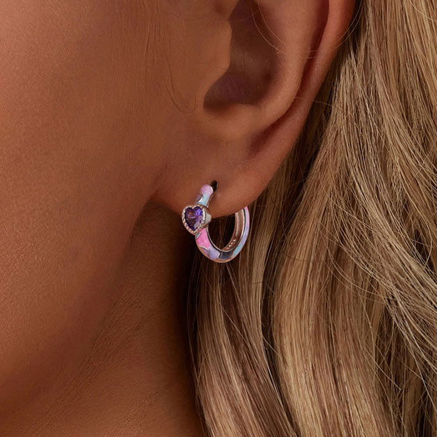 ポメころび様✴︎パープルアゲートピアス＊フープイヤリング 低 価格ハンドメイド・手芸 - ポメころび様✴︎パープルアゲート