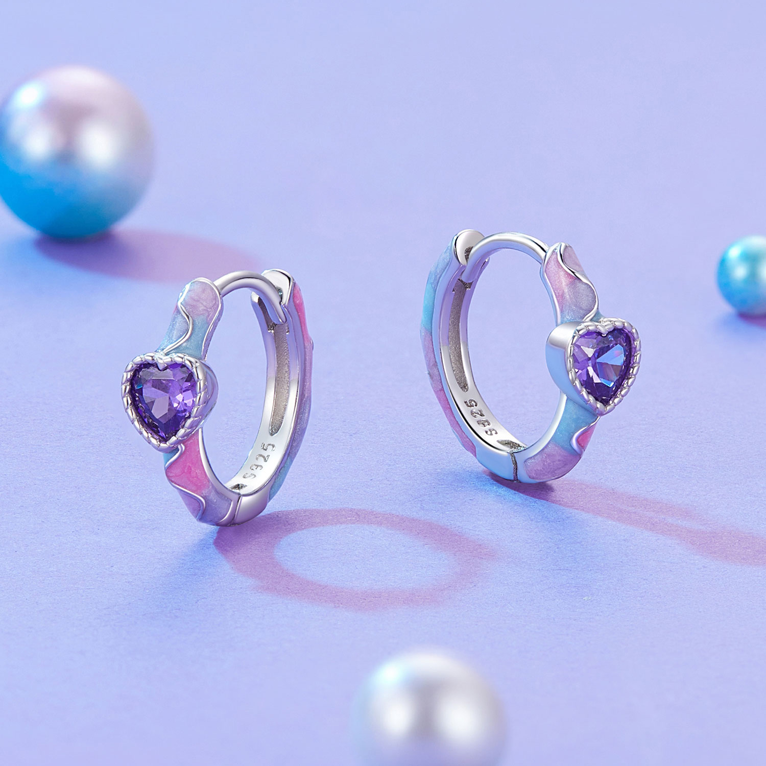 パープルハート フープピアス image number 1