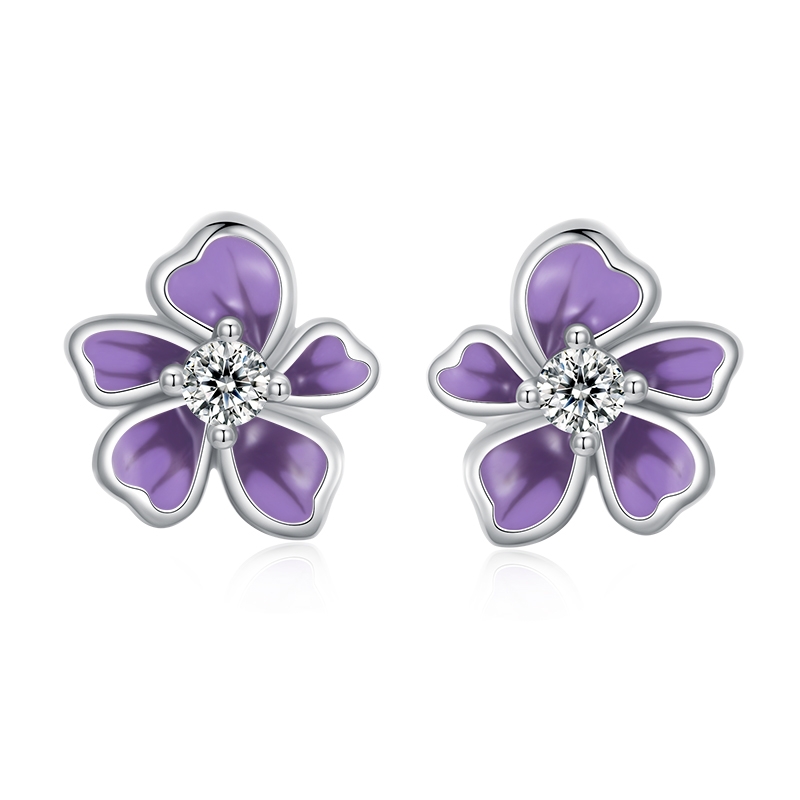 パープルフラワー スタッドピアス image number 0