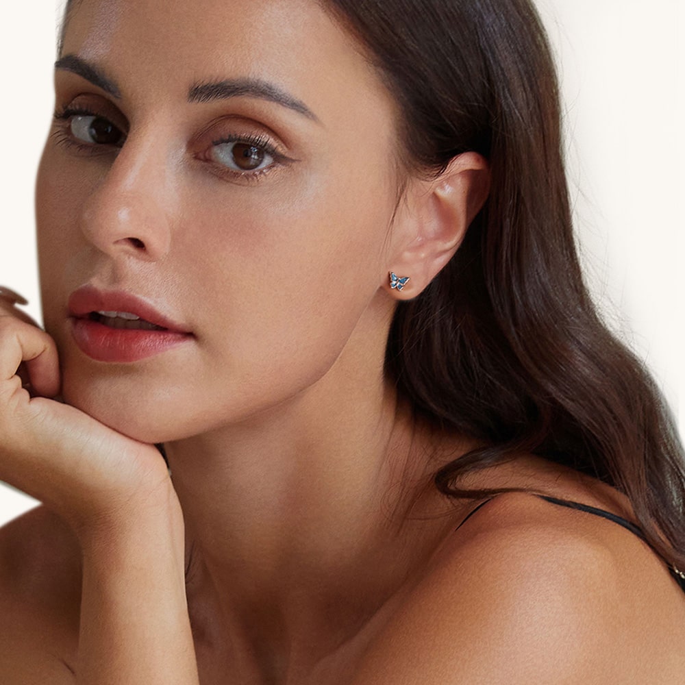 ブルーバタフライスタッドピアス image number 3