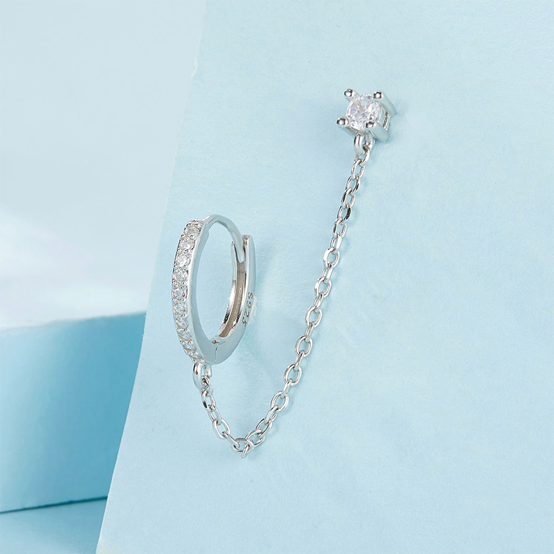 チェーンスレッダーフープピアス image number 2