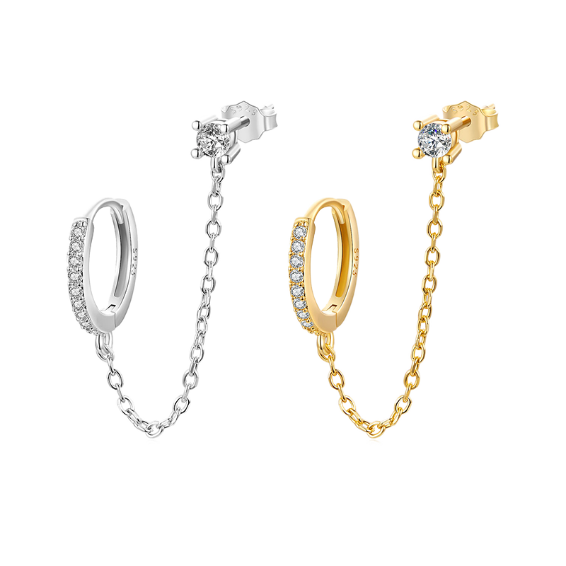 ゴールドチェーンフープピアス image number 1