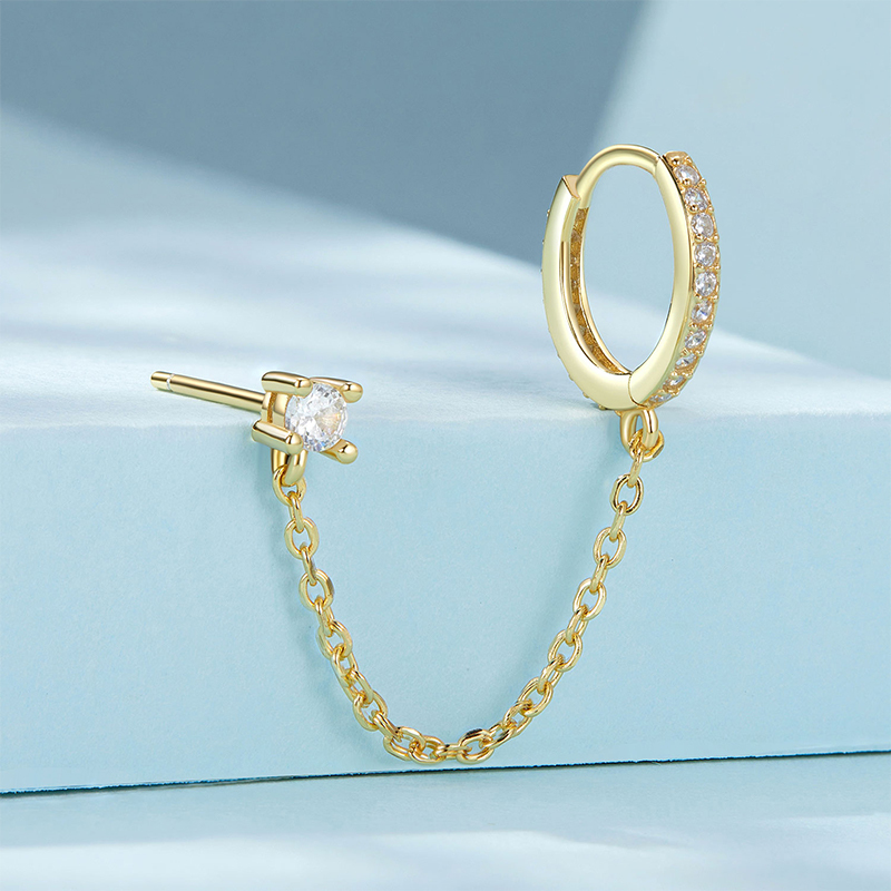 ゴールドチェーンフープピアス image number 2