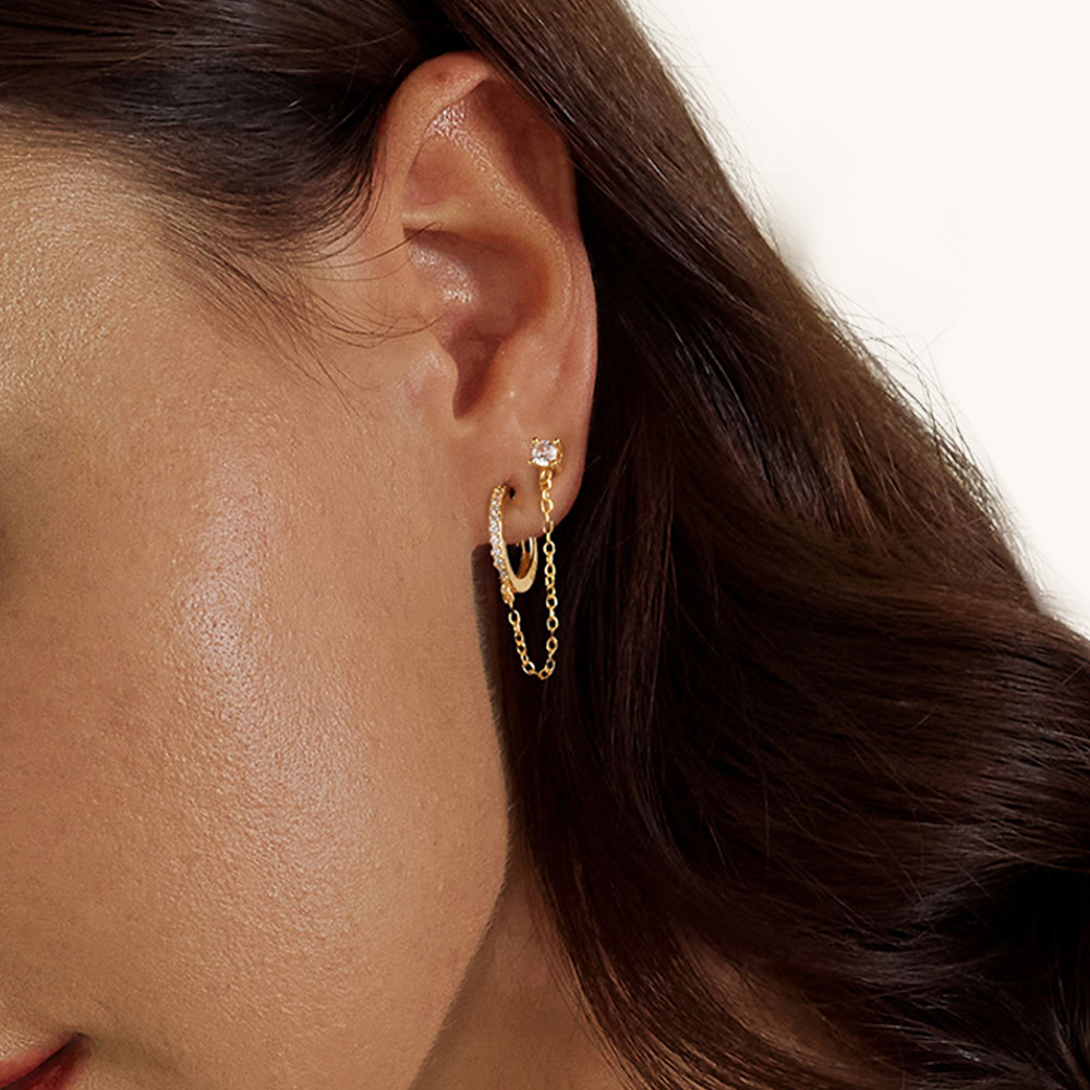 ゴールドチェーンフープピアス image number 6