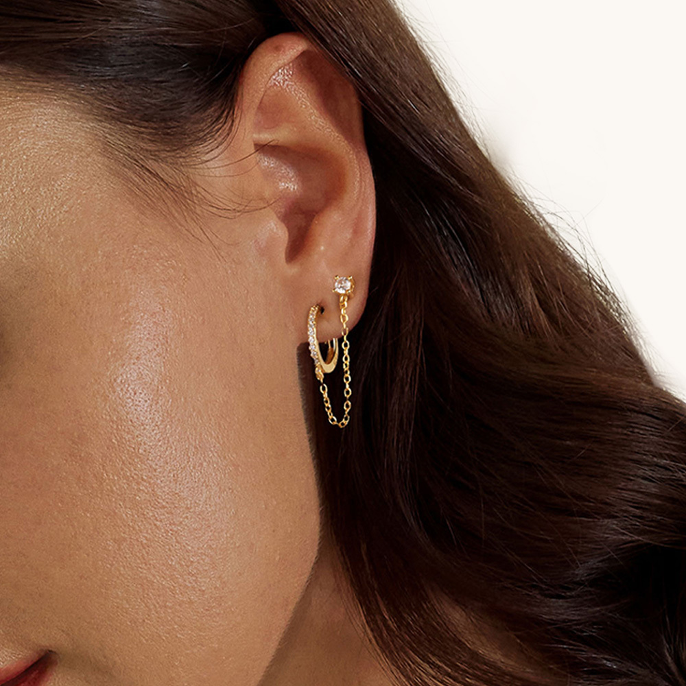 ゴールドチェーンフープピアス image number 6